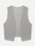 Chaleco Tejido Calado Abierto Beige