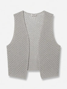Chaleco Tejido Calado Abierto Beige