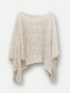 Poncho Chal Tejido Calado Beige