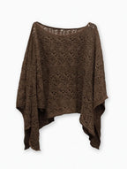 Poncho Chal Tejido Calado Marrón