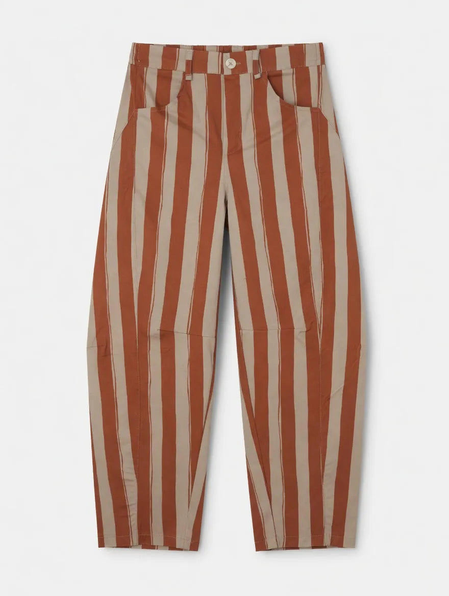 Pantalones Rayados Terracota y Beige