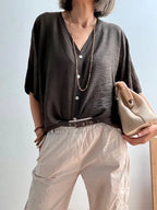 Rebeca Oversize de Botones Marrón