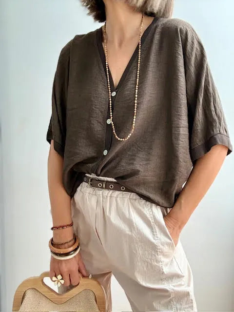 Rebeca Oversize de Botones Marrón