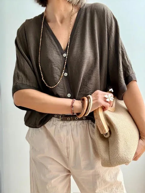 Rebeca Oversize de Botones Marrón