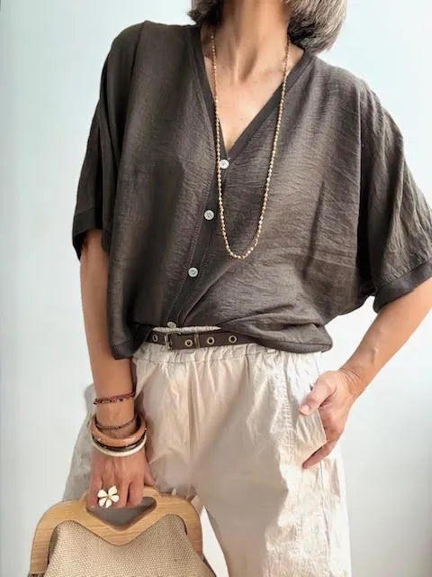 Rebeca Oversize de Botones Marrón