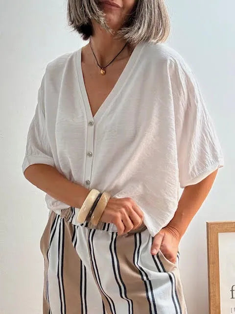 Rebeca Oversize de Botones Blanco