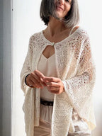 Poncho Chal Tejido Calado Beige
