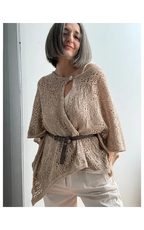 Poncho Chal Tejido Calado Taupe