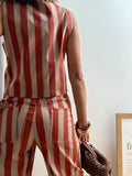 Pantalones Rayados Terracota y Beige