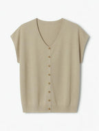Jersey de Punto con Botones Beige