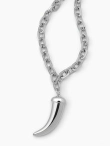 Collar Cadena Plateada & Cuerno