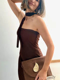 Vestido Asimétrico de Gasa Choco