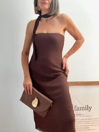 Vestido Asimétrico de Gasa Choco