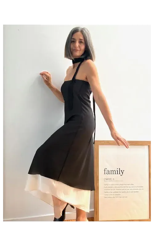 Vestido Midi Negro Satinado