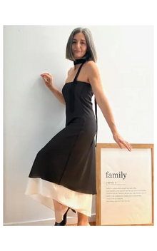 Vestido Midi Negro Satinado
