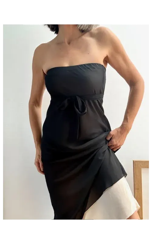 Vestido Midi Negro Satinado