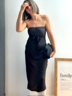 Vestido Asimétrico de Gasa Negro