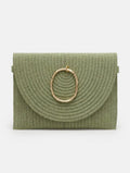 Bolso Cartera Tejido con Adorno Dorado Mate Verde