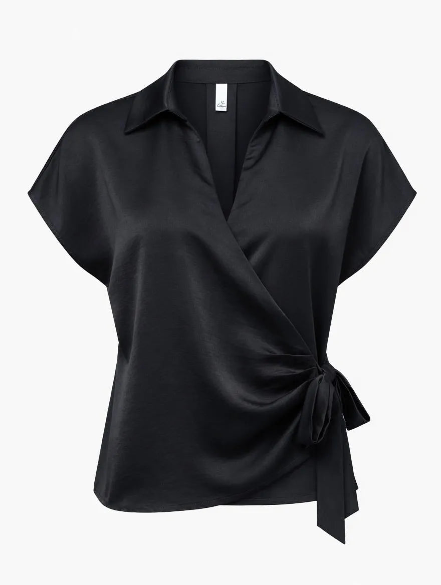 Blusa Satinada  Cruzada Negro