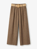Pantalones jaspeado con Cinturón Camel
