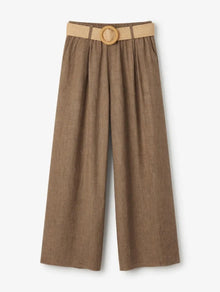Pantalones jaspeado con Cinturón Camel