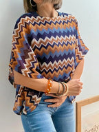Jersey Poncho Tejido Zigzag Multicolor