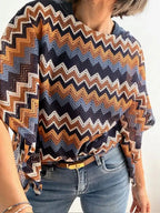Jersey Poncho Tejido Zigzag Multicolor