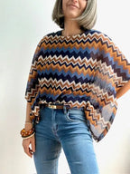 Jersey Poncho Tejido Zigzag Multicolor