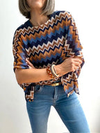 Jersey Poncho Tejido Zigzag Multicolor