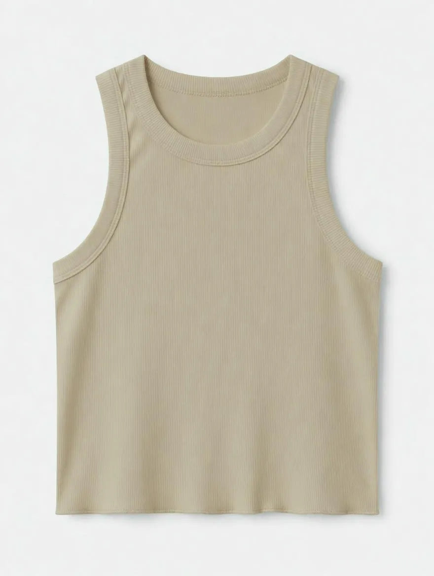 Top Canalé Fino Beige