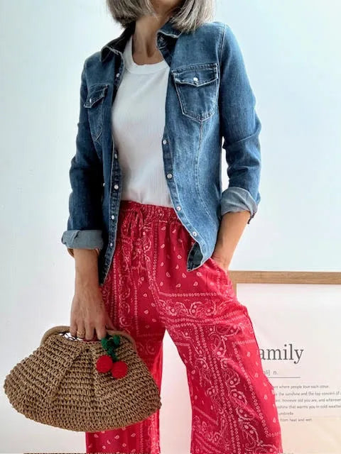 Pantalones Bandana Rojos Wide Leg