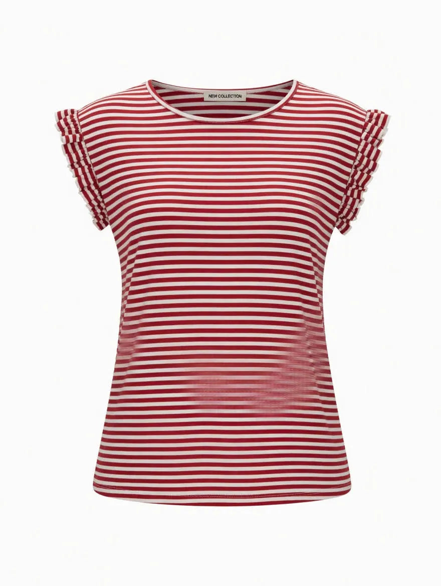 Camiseta Rayada con Volantes R/B