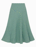 Falda Midi Cuadros Vichy Azul y Verde