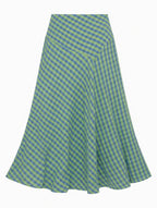 Falda Midi Cuadros Vichy Azul y Verde