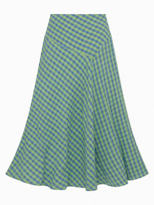 Falda Midi Cuadros Vichy Azul y Verde