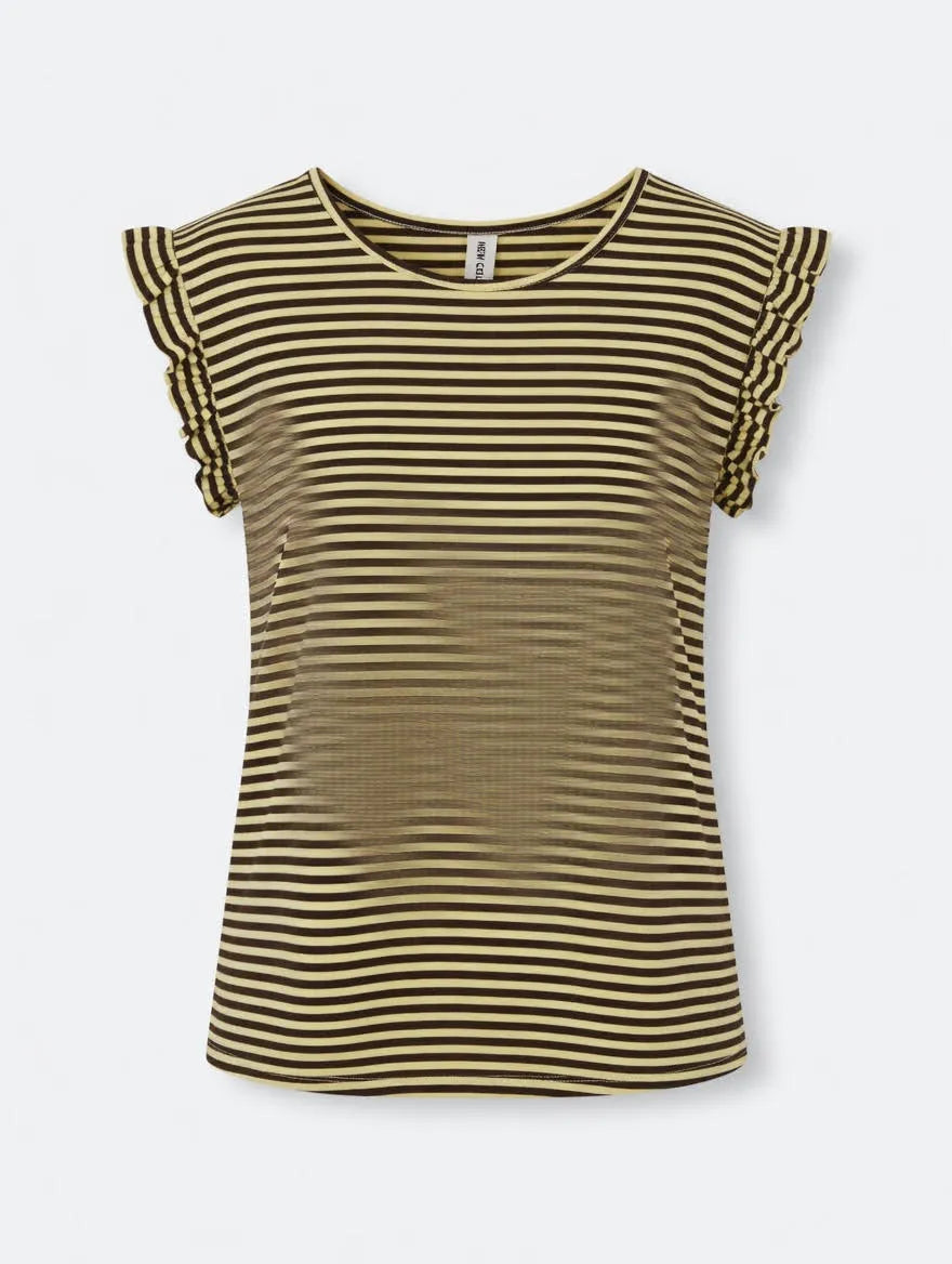 Camiseta Rayada con Volantes A/M