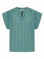 Blusa Cuadros Vichy Verde y Azul