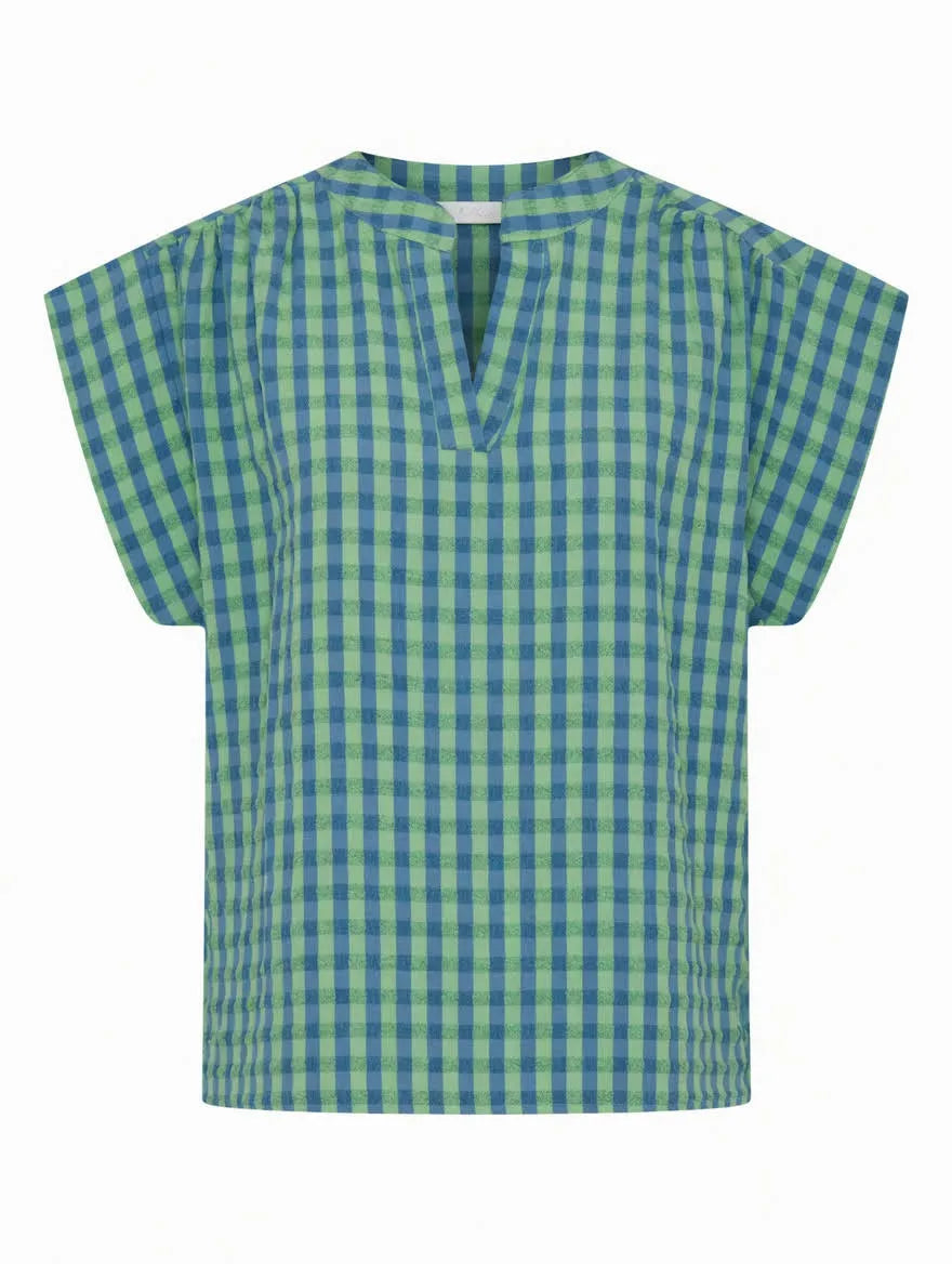 Blusa Cuadros Vichy Verde y Azul