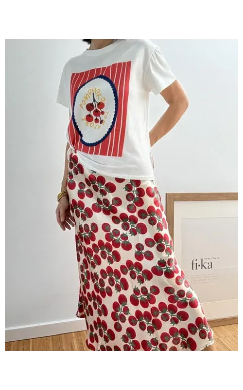 Falda Satinada Tomates