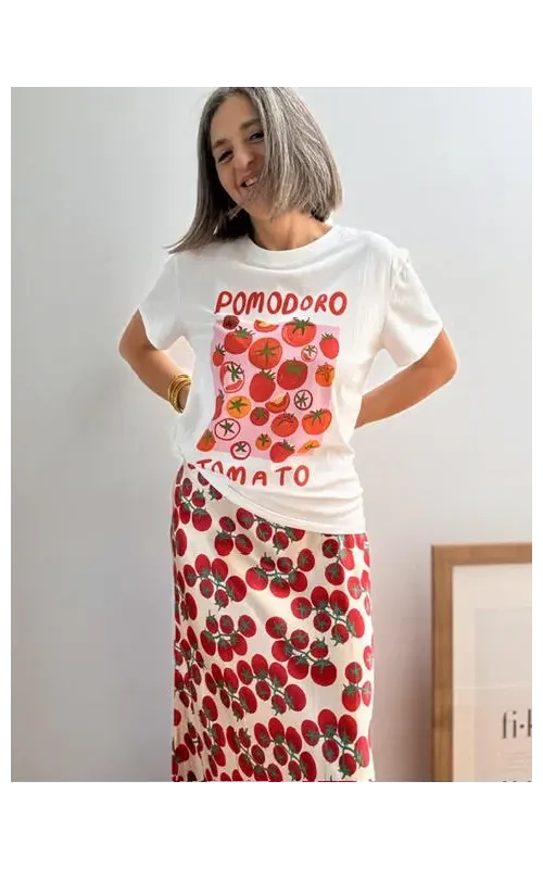 Falda Satinada Tomates