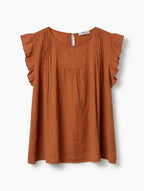 Blusa Volantes Crinkle Terracota