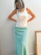 Falda Midi Cuadros Vichy Azul y Verde