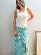 Falda Midi Cuadros Vichy Azul y Verde