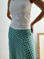 Falda Midi Cuadros Vichy Azul y Verde