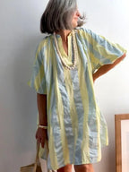 Vestido Rayada Amarilla y Azul