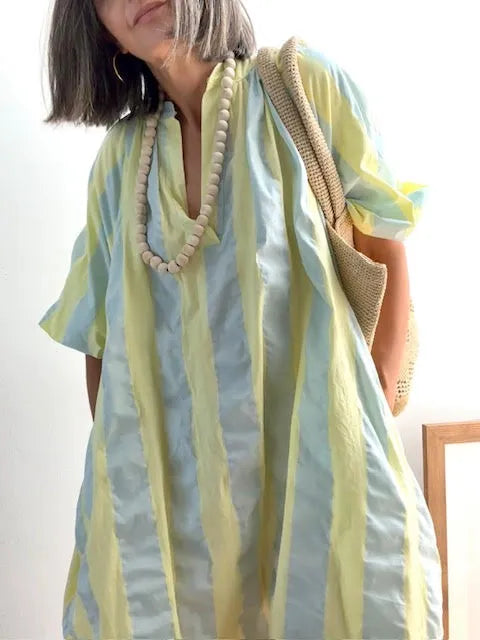 Vestido Rayada Amarilla y Azul