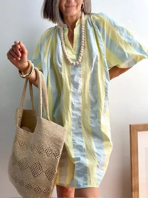 Vestido Rayada Amarilla y Azul