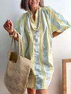 Vestido Rayada Amarilla y Azul