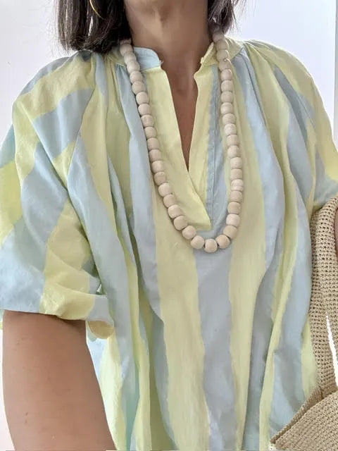 Vestido Rayada Amarilla y Azul
