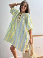 Vestido Rayada Amarilla y Azul